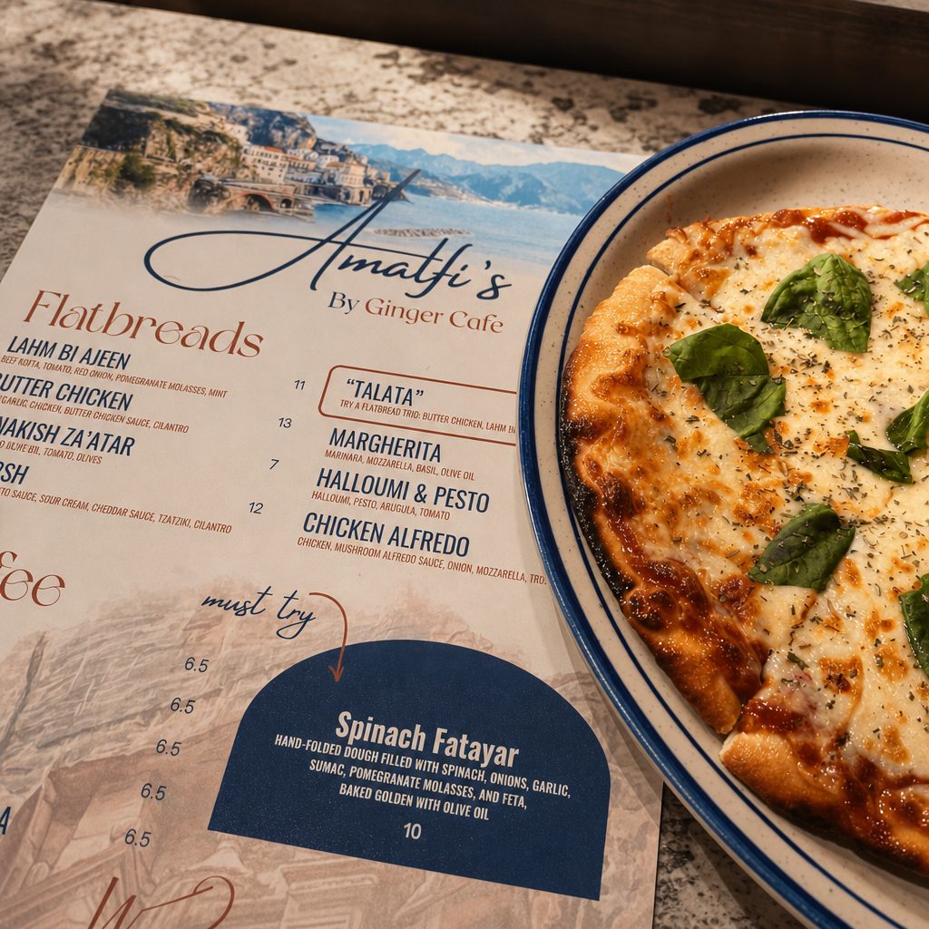 Flatbread Trio (Lahm Bi Ajeen, Manakish Za'atar, and Butter Chicken.