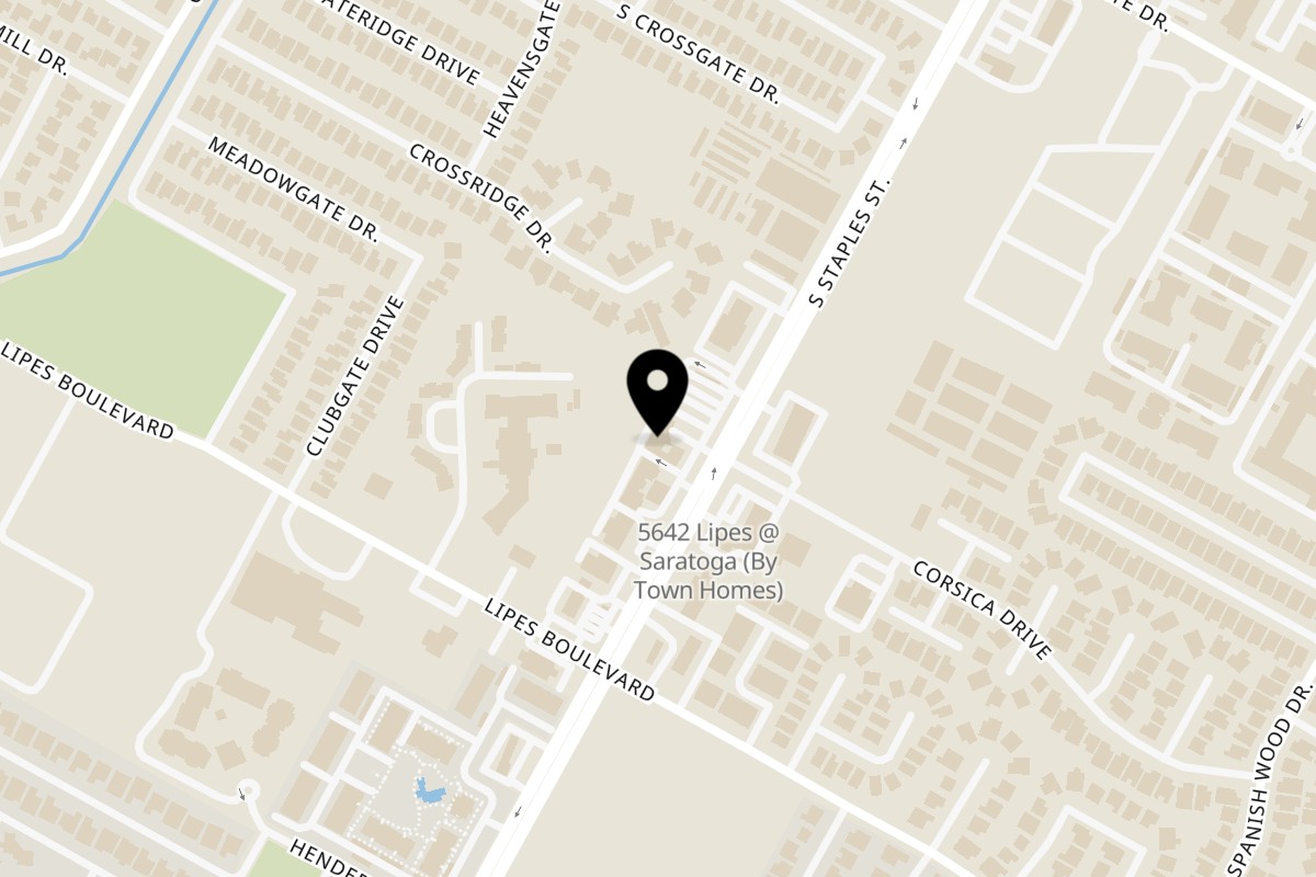 Map showing the location of Ginger Cafe on 7009 S Staples St in Corpus Christi